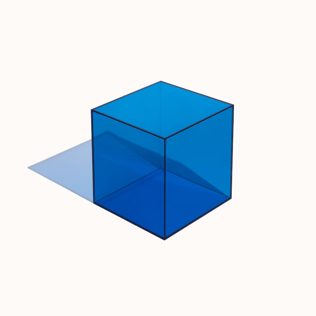 Acrylic Cube Coloured Box Photography Prop Azure Blue