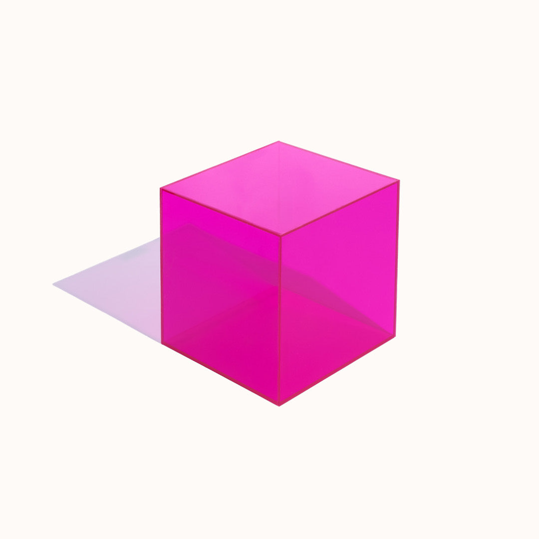 Acrylic Cube Coloured Box Photography Prop Magenta Pink