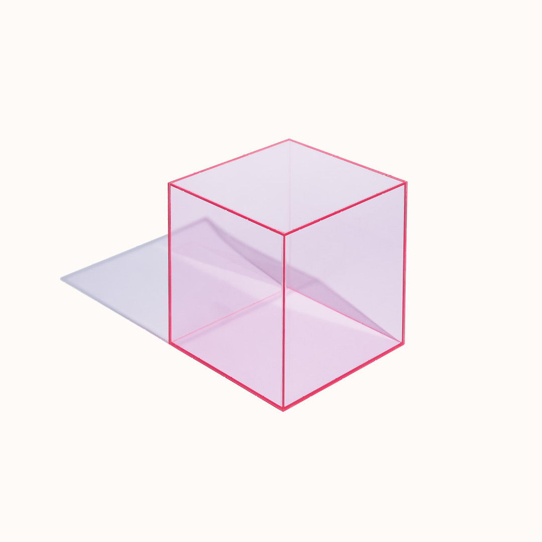 Acrylic Cube Coloured Box Photography Prop Light Pink