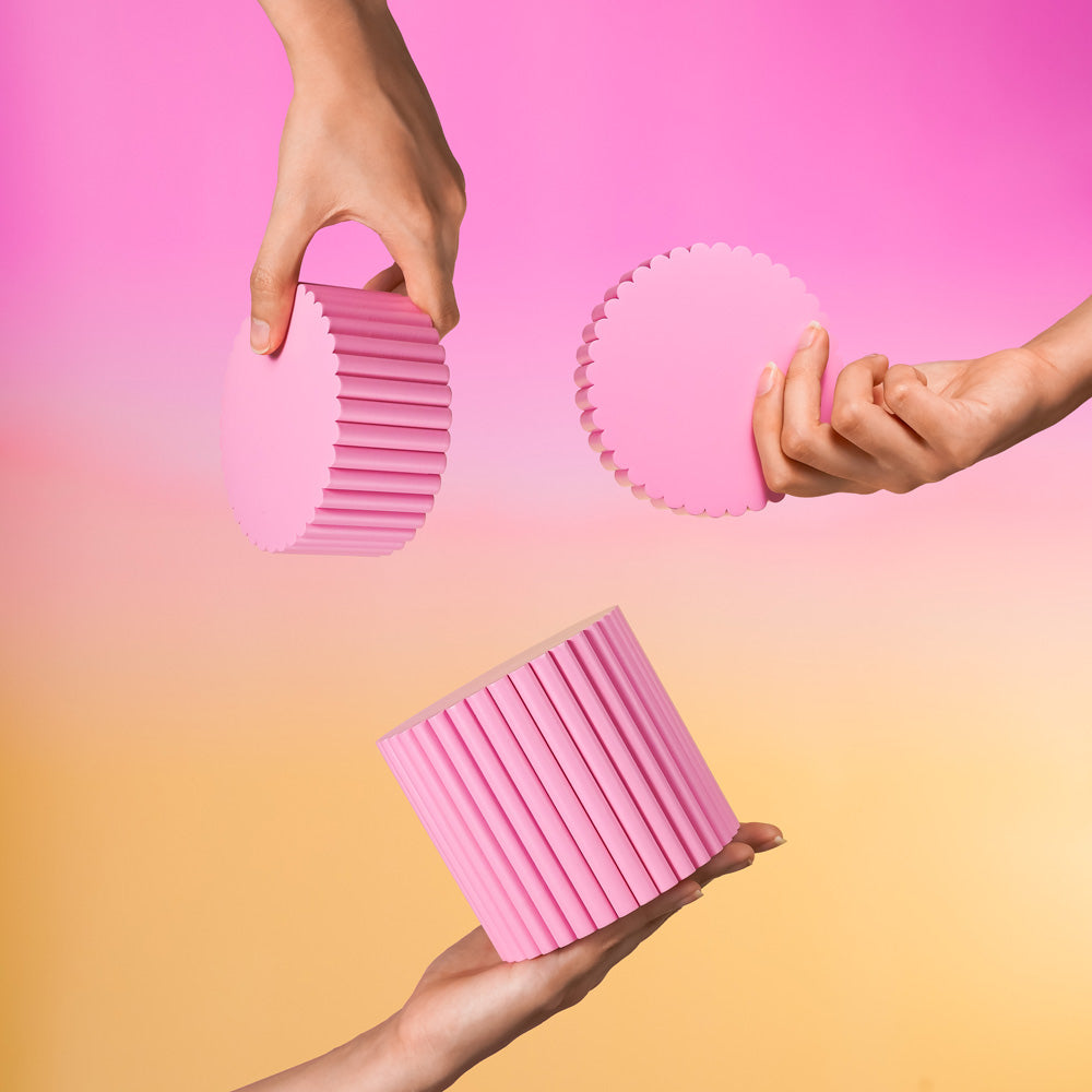 product photography fluted plinth prop pink
