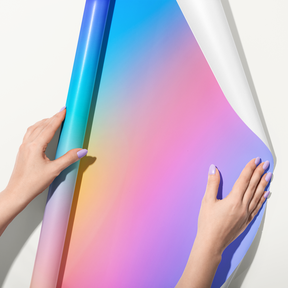 rainbow gradient product photography backdrop rolled out flat lay